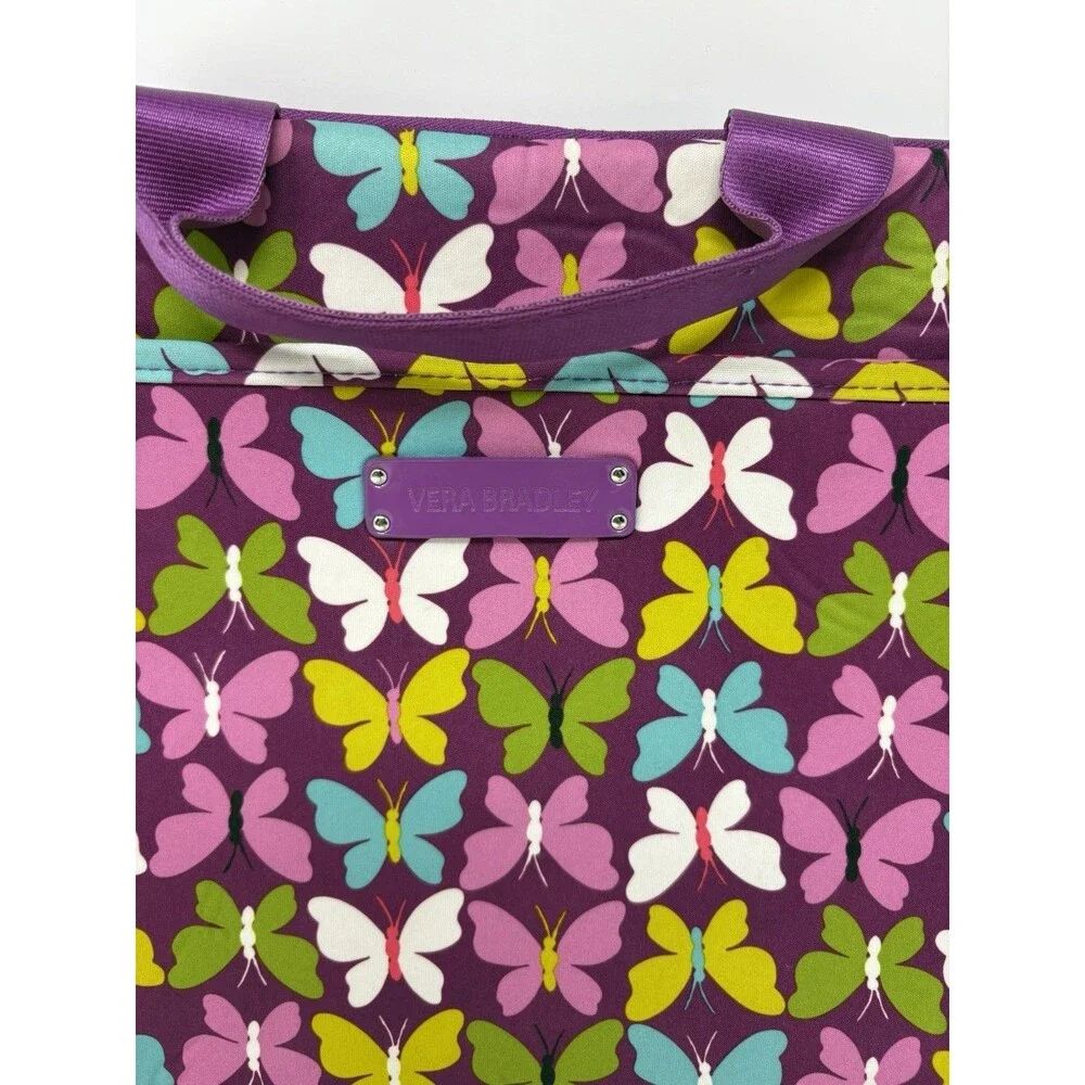 Vera Bradley Butterfly Print Laptop Sleeve Computer Case Purple Padded Carrying